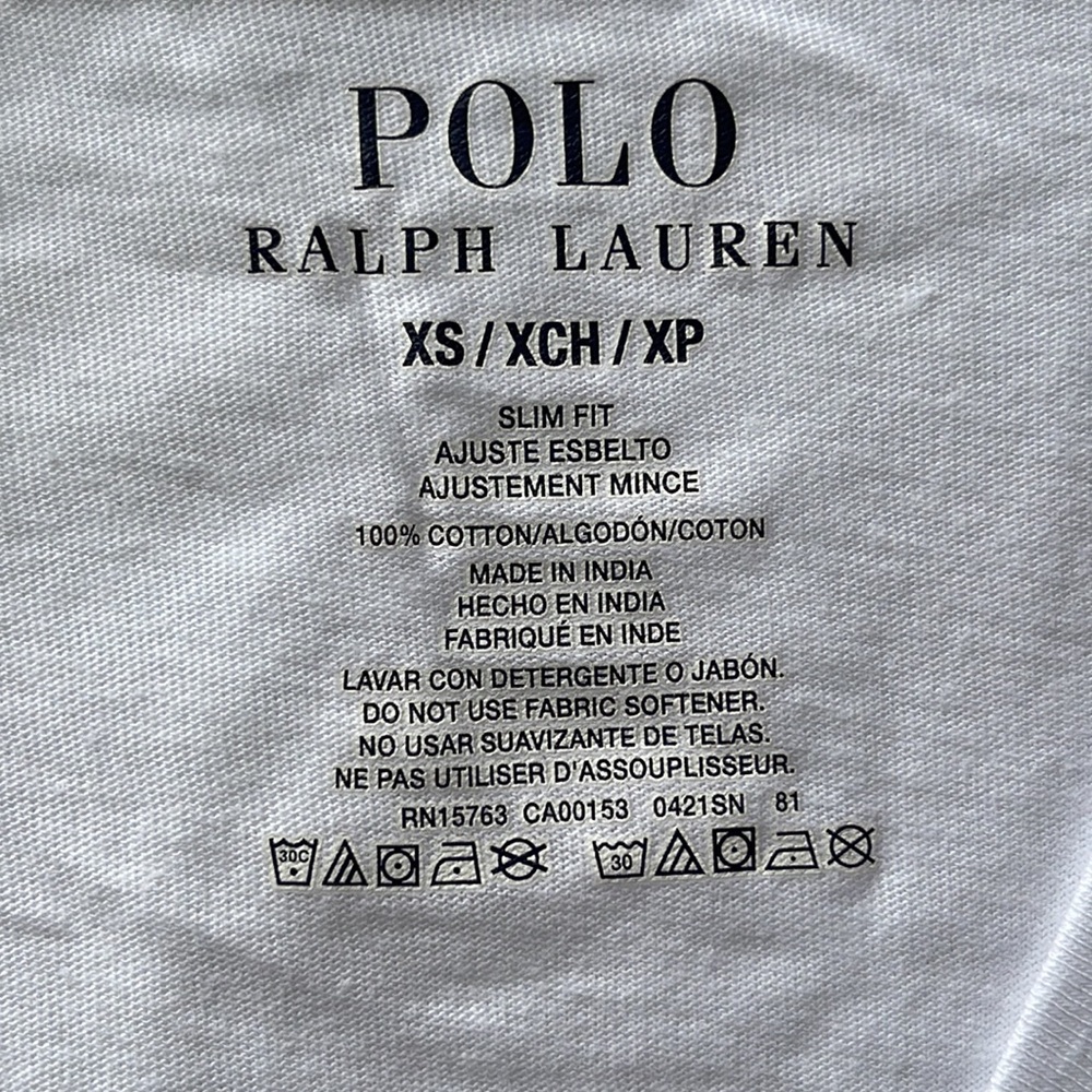 NWOT Men’s POLO RALPH LAUREN Slim Modern Fit White V-Neck Tee Shirt Size XS - Picture 4 of 5